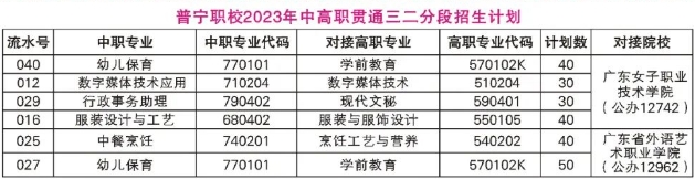 普寧職業(yè)技術(shù)學(xué)校2023年中高職貫通三二分段招生計(jì)劃