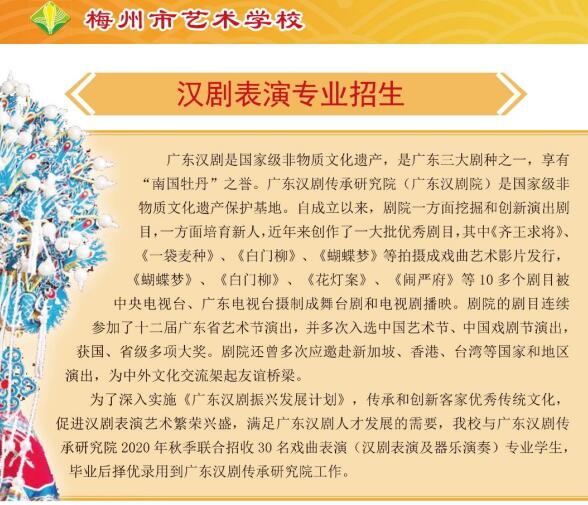 2020年梅州市藝術學校招生簡章