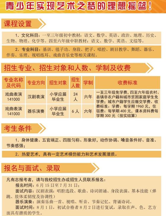 2020年梅州市藝術學校招生簡章